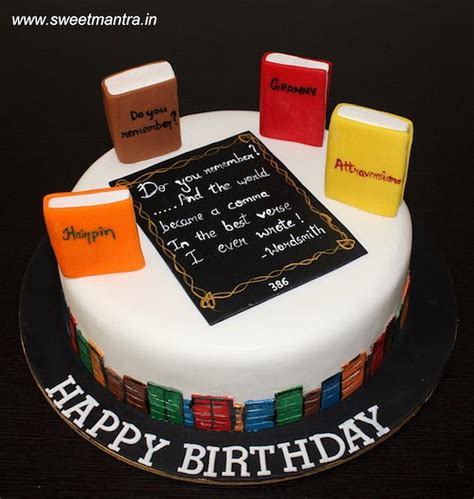 Books theme customized cake for poet, writer - Decorated - CakesDecor