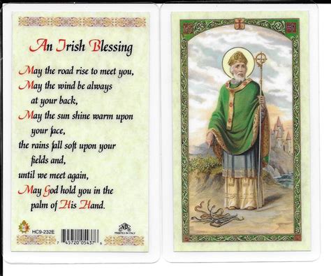 Laminated Prayer Card St. Patrick “An Irish Blessing”.