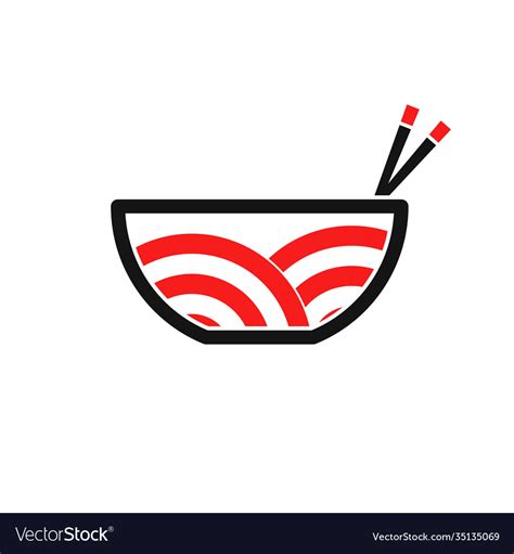 Japanese ramen noodle logo template Royalty Free Vector