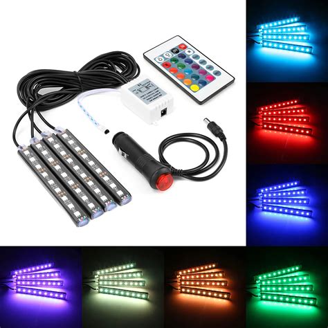 Universal Wireless Remote Control Car RGB LED Neon Interior Light Car ...