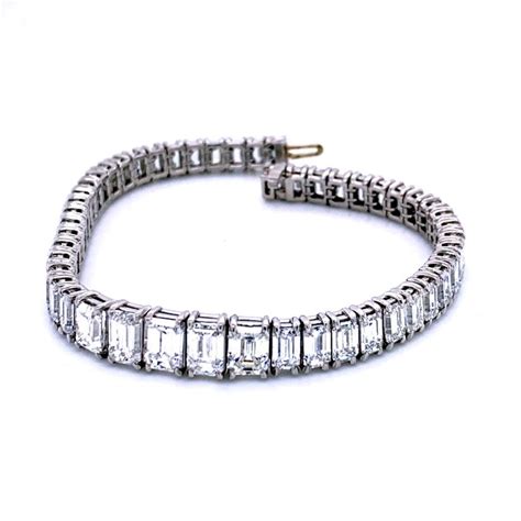 23.09 Carat Emerald Cut Diamond Platinum Tennis Bracelet at 1stDibs