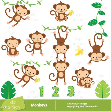 Monkey Clipart / Monkeys Clipart / Baby Monkey Clipart - Etsy Ireland