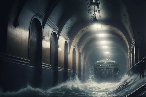 Premium Photo | Flood under tunnel