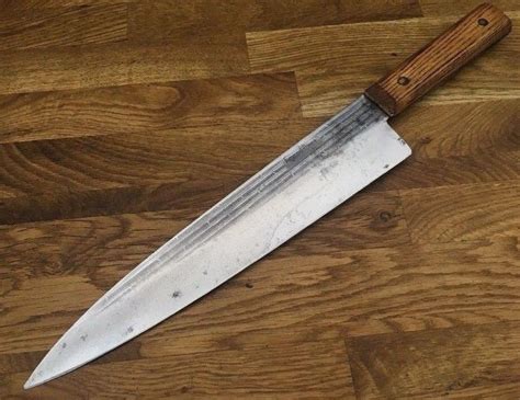 RAZOR SHARP vintage BIG blade 10" CARBON STEEL Forgecraft USA chef Knife #Forgecraft