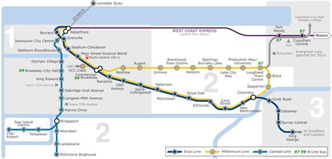 SkyTrain: Vancouver metro map, Canada