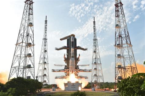 India's Geosynchronous Satellite Launch Vehicle launching INSAT-3DR, an advanced weather ...