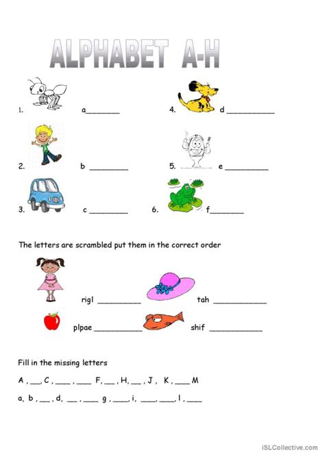 Alphabet worksheet practice A-H: English ESL worksheets pdf & doc