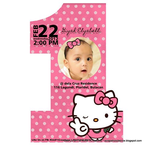 Hello Kitty 1st Birthday 2 Page Invitation | Hello kitty birthday invitations, Hello kitty ...