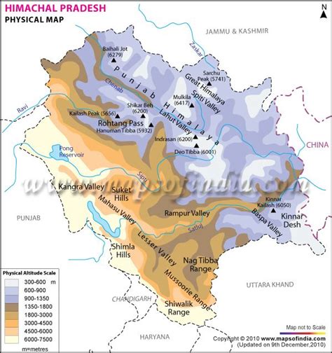 Physical Map of Himachal Pradesh | Physical map, Geography map ...