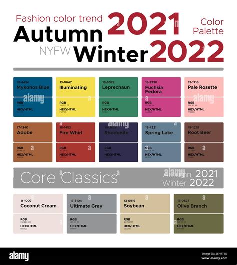 Fashion color trends Autumn Winter 2021-2022. Palette fashion colors ...