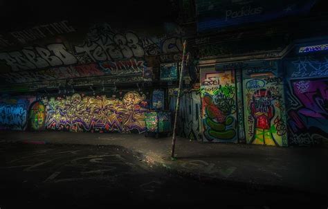 HD wallpaper: assorted-colored graffiti on wall, graffiti wall, night, urban | Wallpaper Flare