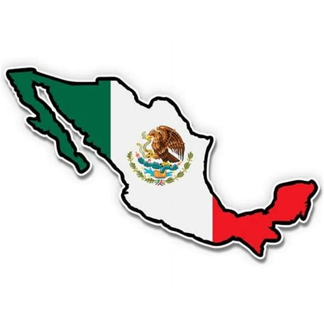 Mexico Shape Flag Eagle Mexican Pride - 3" Vinyl Sticker - For Car ...