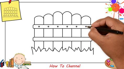 How to draw a fence EASY step by step for kids, beginners, children ...