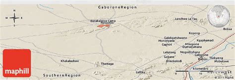 Shaded Relief Panoramic Map of Molepolole