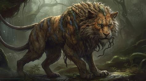 Premium AI Image | A lion walking in the forest