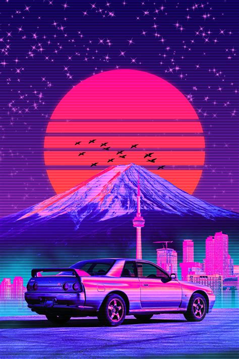 Láminas decorativas para enmarcar | Retrowave 80s GTR 32 | Posters.es