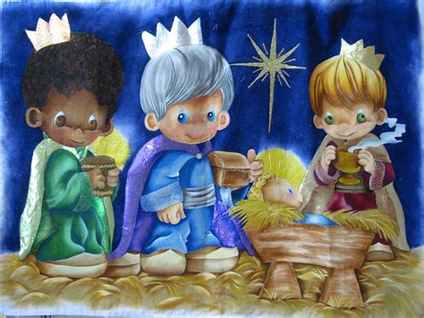 Reyes Magos Precious Moments | Pintado a mano en manta, mide… | Flickr