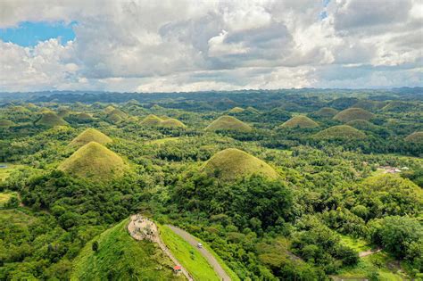 Aerial view of chocolate Hills, Carmen,Bohol,Philippines stock photo