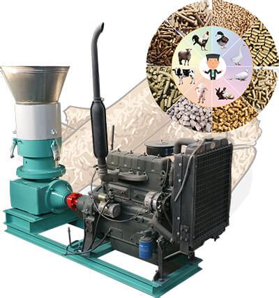 Portable Feed Pellet Machine / Diesel Flat Die Feed Pellet Mill