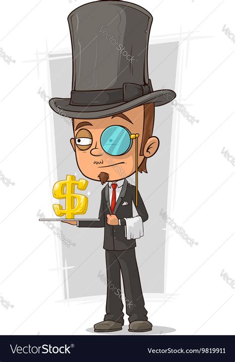 Cartoon stylish intelligent with monocle Vector Image