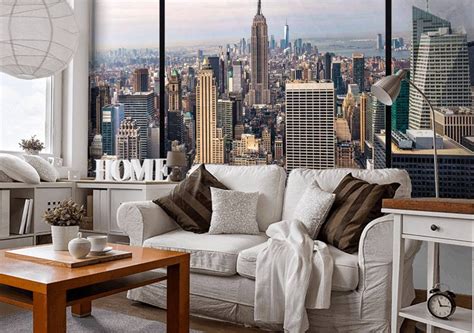 New York City Skyline Window View Wallpaper Mural Expanding | Etsy