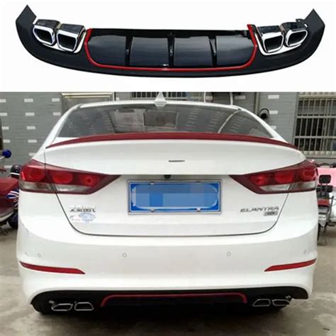 For Elantra Car Accessories Rear Bumper Protector Dual Diffuser Spoiler For 2017 Elantra bumper ...