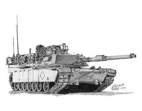 M1A1 Battalion Commander Tank Drawing by Betsy Hackett - Pixels