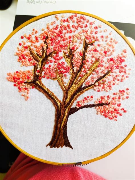 Sakura tree embroidery | Tutorial bordado de cintas, Bordados sencillos, Ideas de bordado