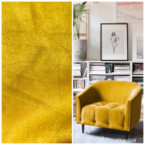 Designer Upholstery Weight Velvet Velour Fabric - Mustard Yellow | Upholstery, Velour fabric ...