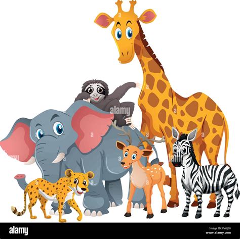 Wild animals in group illustration Stock Vector Image & Art - Alamy