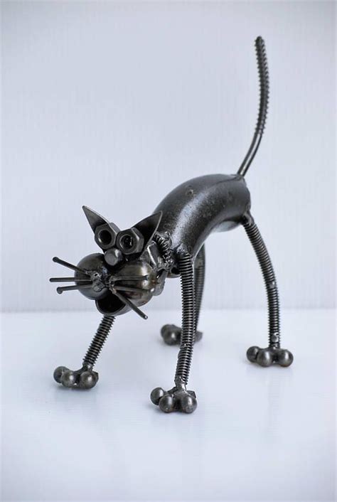 Escultura de chatarra de gato, regalo para aniversario, regalo de cumpleaños para él, regalo ...