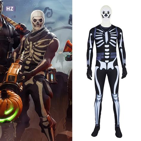 Fortnite Skull Trooper Spandex Onesie Jumpsuit Cosplay Costume ( free ...