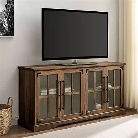 Rustic Oak Window 4-Door TV Stand | Kirklands Home