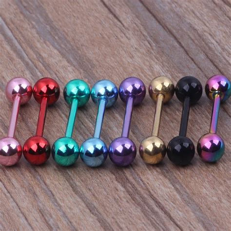 Tongue body jewelry free shipping mix 7 colors 50pcs/lot stainless ...