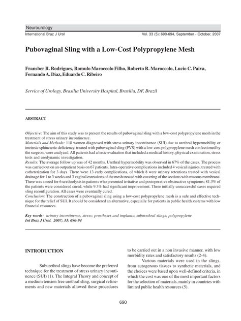 (PDF) Pubovaginal sling with a low-cost polypropylene mesh