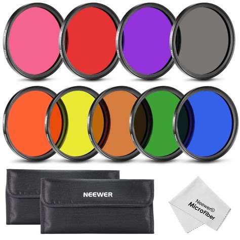 Neewer 9pcs 58MM/67MM Complete Full Color Lens Filter Set For Camera Lens with Filter Thread For ...