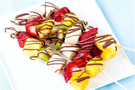 Easy Frozen Fruit Kabobs with Chocolate Drizzle