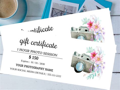 DIY Photography Gift Certificate Template, Floral, Photo Session ...