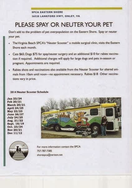 The Pocomoke Public Eye: SPCA Eastern Shore Neuter Scooter Schedule