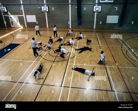 High School Gym Class England Stock Photo - Alamy