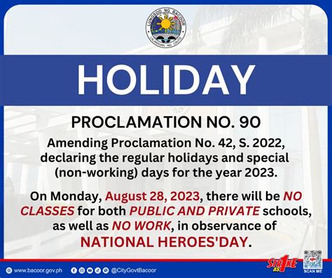 August 28, 2023 is National Heroes Day | Bacoor Government Center