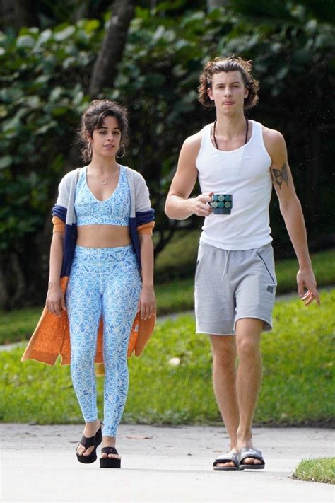 Camila Cabello and Shawn Mendes enjoy a leisurely stroll together after lunch in Miami, Florida