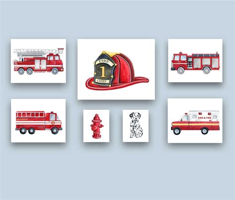 Fire truck wall art decor firetruck bedroom or nursery art | Etsy