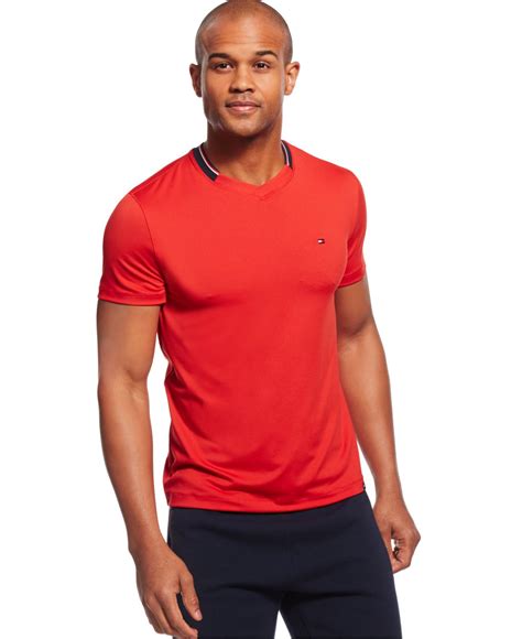 Lyst - Tommy Hilfiger Collar Stripe V-neck T-shirt in Red for Men