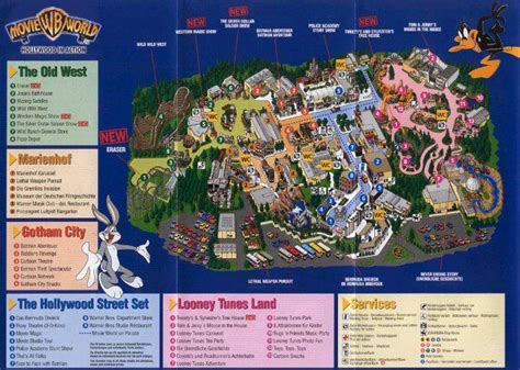 Theme Park Brochures Warner Bros. Movie World Map 2001 | ThemeParkBrochures.net