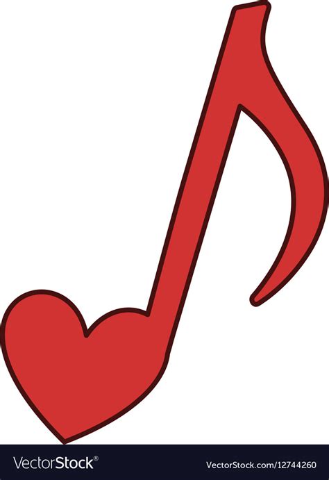 Music note with heart Royalty Free Vector Image