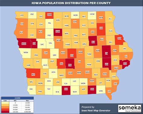 Iowa Population Density Map - Sella Daniella