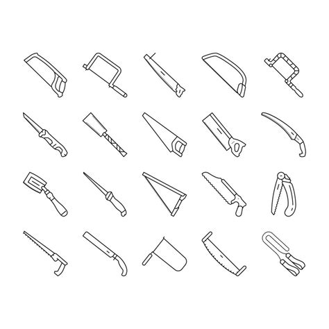 saw hand wood construction icons set vector 19598428 Vector Art at Vecteezy