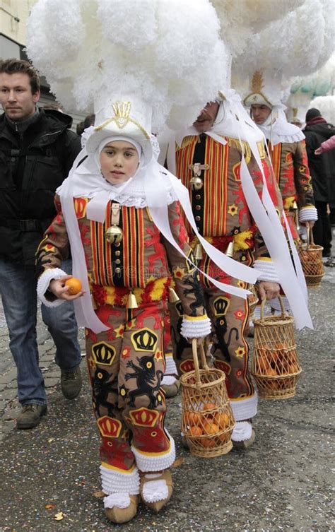 Gille with Heavy Ostrich Feathers Hat and Oranges, Binche Carnival,Belgium Editorial Stock Image ...