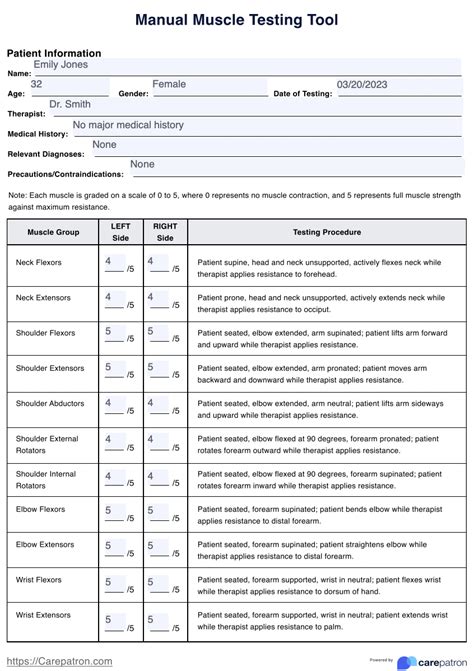 Manual Muscle Testing & Example | Free PDF Download